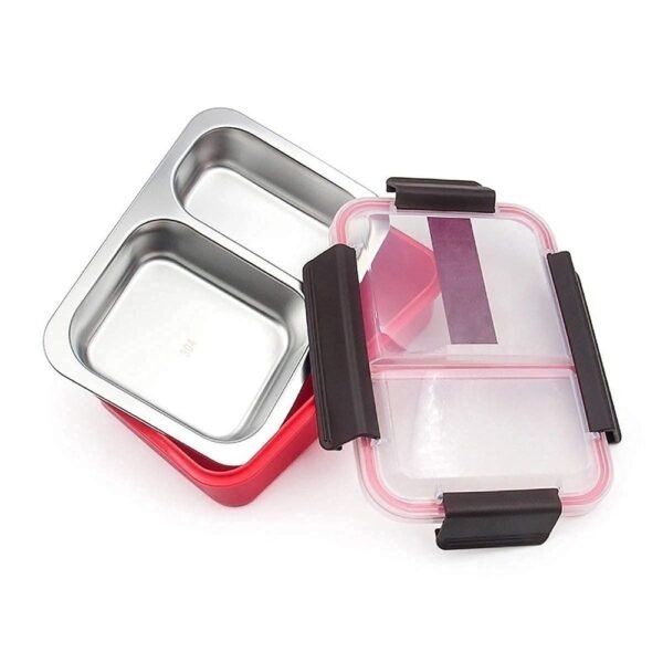 Plastic & Stainless Steel 2 Compartment Lunch Box, Capacity 750ML
