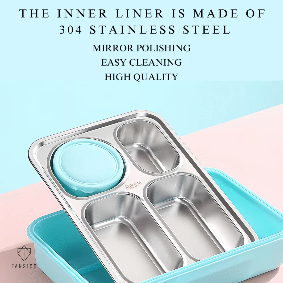 950ml 4 Compartments with Storage Box Leak-Proof Stainless Steel Lunch Box 4 Containers Lunch Box - Image 6