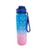 MERISH Plastic MultiColor Motivational Water Bottle  1000 ML  SIPPER  Mix Colors (Blue)