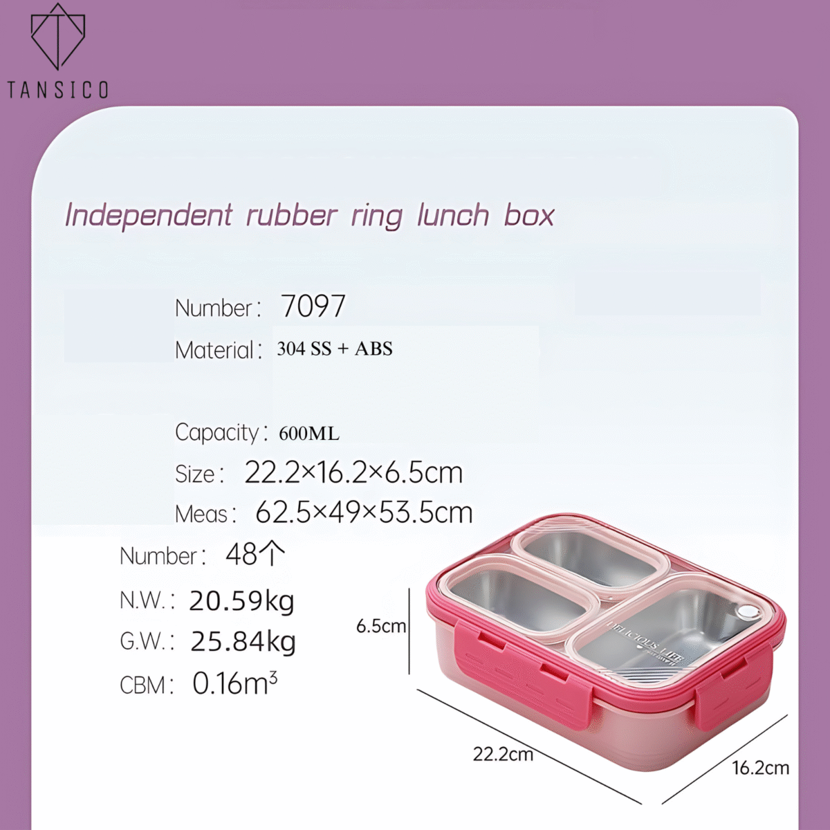 3 compartment Leak proof Steel Lunch Box -620ml - Image 7