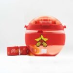 Leak Proof Kid’s Cartoon Water Bottle with Ribbon Strap and Silicone Straw Lid  420 ML