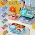 3 Compartment Stainless Steel Lunch Box with Soup Bowl, Spoon, Fork, Chopsticks Tiffin Box for Kids, School & Office (Lunch Box 750 ML, Soup Bowl 150 ML) - Image 6