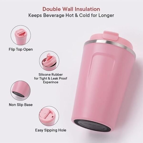 Insulated Cup, Pure Color Compact Portable Insulated Coffee Mug for Office (510ml)