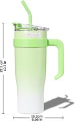 Stainless Steel Insulated Tumbler Travel Mug Coffee Cup with Straw Lid & Handle, Large Water Jug Green - Image 4