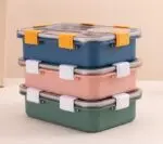 3 Compartment Stainless Steel Lunch Box with Soup Bowl, Spoon, Fork, Chopsticks Tiffin Box for Kids, School & Office (Lunch Box 750 ML, Soup Bowl 150 ML) - Image 4