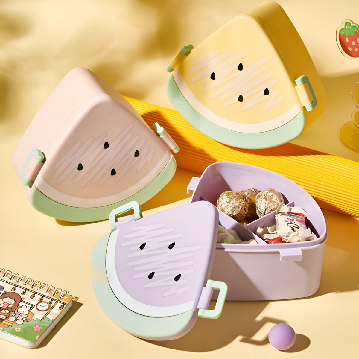 Watermelon Bento Boxes for Afternoon Tea Fruit Leakproof Salad Lunch Containers for Work Picnic Travel Microwave Dishwasher Available - Image 2