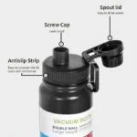Double walled thermos bottle stainless steel matte black colour 1000ML - Image 5