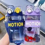 Latest Cute Design Dual Drinking Lid Plastic Water Bottle With Straw and Strap(550ml) - Image 2
