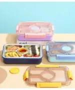 4 Compartments, Lunch Box with Spoon, Fork, Chopstick & One Small Container, Heating Water Insulation Design, Leakproof Lunch Box for School, Office (Capacity-950ml+70ml) - Image 5