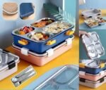 4 Compartment Lunch Box Stainless Steel Tiffin Box for Boys, Girls, School & Office Men - Image 8