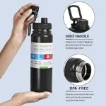 Double walled thermos bottle stainless steel matte black colour 1000ML - Image 4