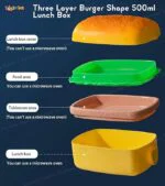 Three Layer Burger Shape 500ML Lunch Box Perfect for Salads, Sandwiches, and Snacks - Image 2