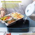 Leakproof Bento Box, Detachable Stainless Steel Tray for Warm Water Insulation 3 Containers Lunch Box  (750 ml) - Image 8