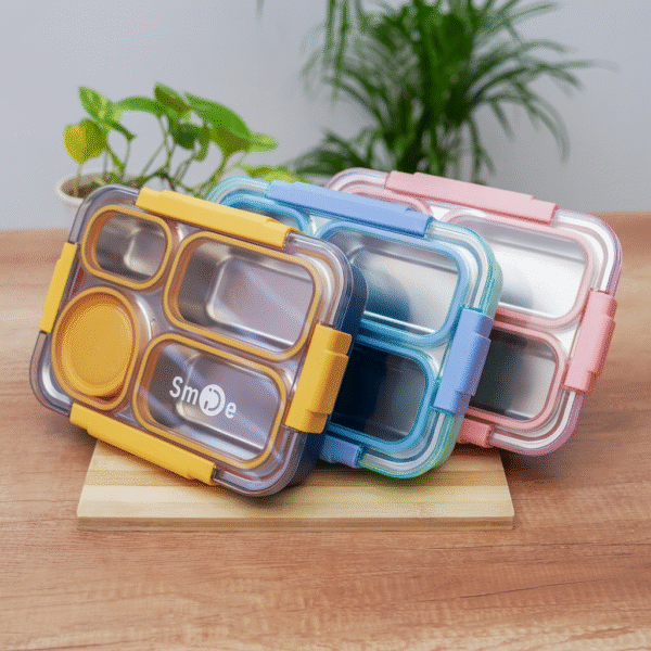 950ml 4 Compartments with Storage Box Leak-Proof Stainless Steel Lunch Box 4 Containers Lunch Box