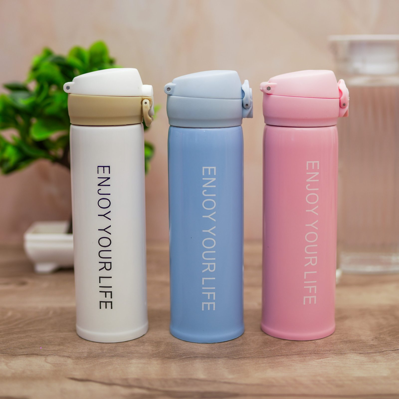 DSC08255-scaled-1.jpg Vacuum Flask Stainless Steel Water Bottle (Enjoy Your Life) Slogan For Kids 500 ml Bottle - Image 1