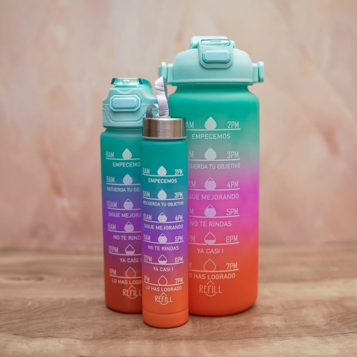 Set Of 3 Leakproof Durable Unbreakable Tritan Water Bottle With Motivational Time Marker,Sipper Bottle For Adults,Water Bottle For Gym,Office 2 Liter - Image 2