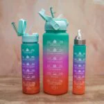 Set Of 3 Leakproof Durable Unbreakable Tritan Water Bottle With Motivational Time Marker,Sipper Bottle For Adults,Water Bottle For Gym,Office 2 Liter