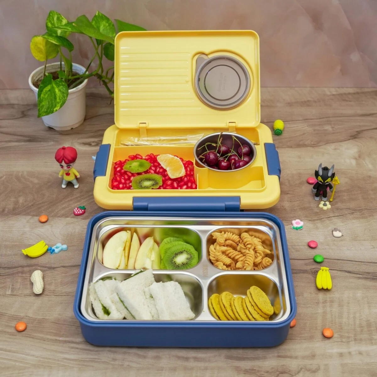 Lunch Box 800 ml  Leak Proof Insulated Stainless Steel Tiffin Box with Multiple Compartments for Kids, Office, School & College - Image 2