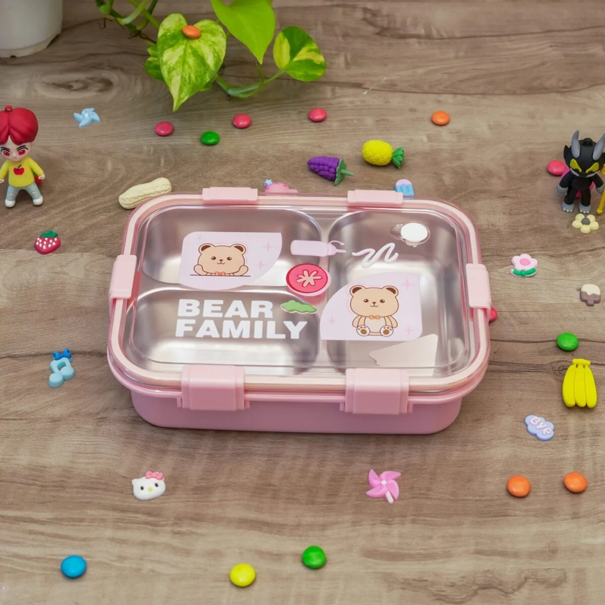 Bear Family Leak Proof Lunch box Stainless Steel Box with 1 Spoon & Chopstick 3 Containers Lunch Box  (750 ml, Thermoware) - Image 7