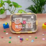 Bear Family Leak Proof Lunch box Stainless Steel Box with 1 Spoon & Chopstick 3 Containers Lunch Box (750 ml, Thermoware) - Image 4