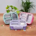 3 compartment Leak proof Steel Lunch Box -620ml