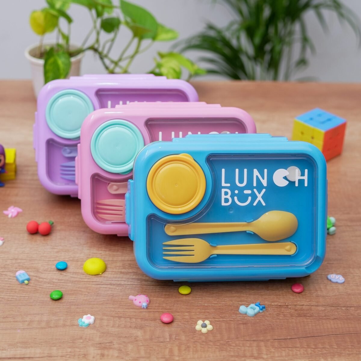 Leakproof Bento Box, Detachable Stainless Steel Tray for Warm Water Insulation 3 Containers Lunch Box  (750 ml) - Image 2