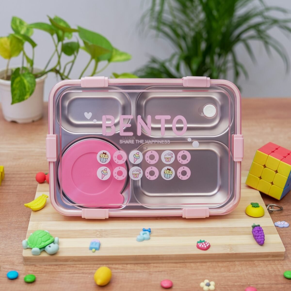 4 Compartment Lunch Box Stainless Steel Tiffin Box for Boys, Girls, School & Office Men - Image 4