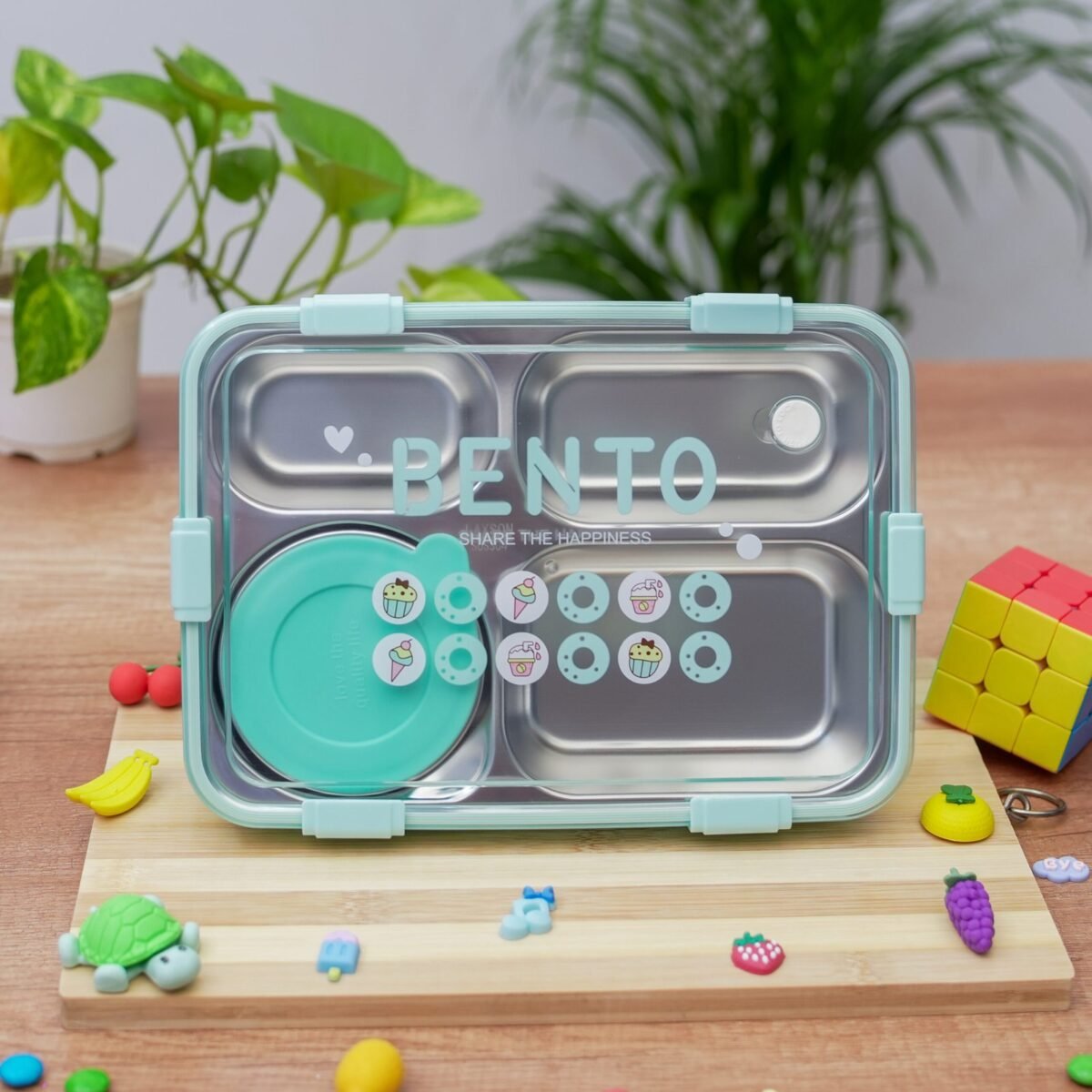 4 Compartment Lunch Box Stainless Steel Tiffin Box for Boys, Girls, School & Office Men - Image 7