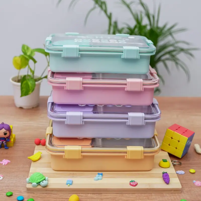 4 Compartment Lunch Box Stainless Steel Tiffin Box for Boys, Girls, School & Office Men - Image 2