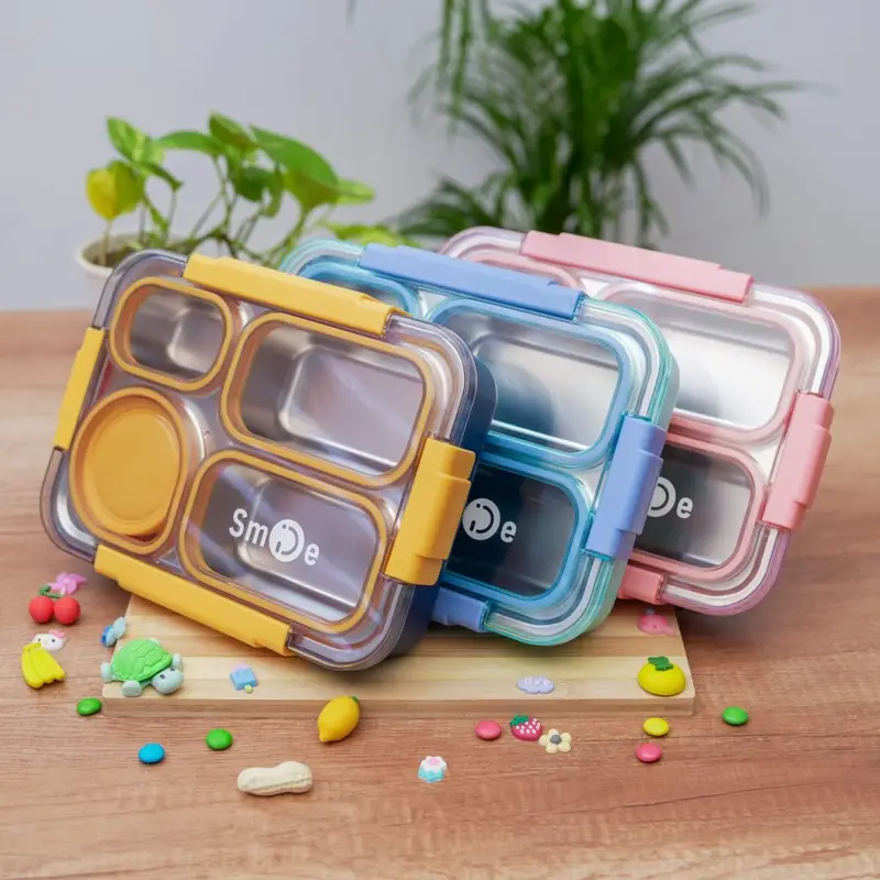 950ml 4 Compartments with Storage Box Leak-Proof Stainless Steel Lunch Box 4 Containers Lunch Box - Image 2