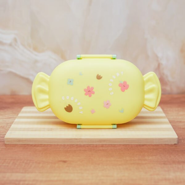 Candy Shaped Food Storage Container 2 Grids Meals Storage Box Cartoon with Cutlery&Buckle for School Kids and Children