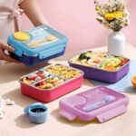 Leakproof Bento Box, Detachable Stainless Steel Tray for Warm Water Insulation 3 Containers Lunch Box  (750 ml) - Image 13