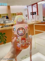 Transparent Plastic Kids Sipper Bottle with Sticker and Silicone Character Sleeve  Rabbit Design  750 ML - Image 2
