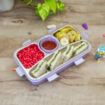Stainless Steel Bento Lunch Box | 3 Compartment Leak-Proof Lunchbox | Insulated Food Container with Spoon, Fork, Chopsticks & Sauce Bowl | Tiffin for School & Office Use - Image 2