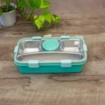 Stainless Steel Bento Lunch Box | 3 Compartment Leak-Proof Lunchbox | Insulated Food Container with Spoon, Fork, Chopsticks & Sauce Bowl | Tiffin for School & Office Use - Image 3