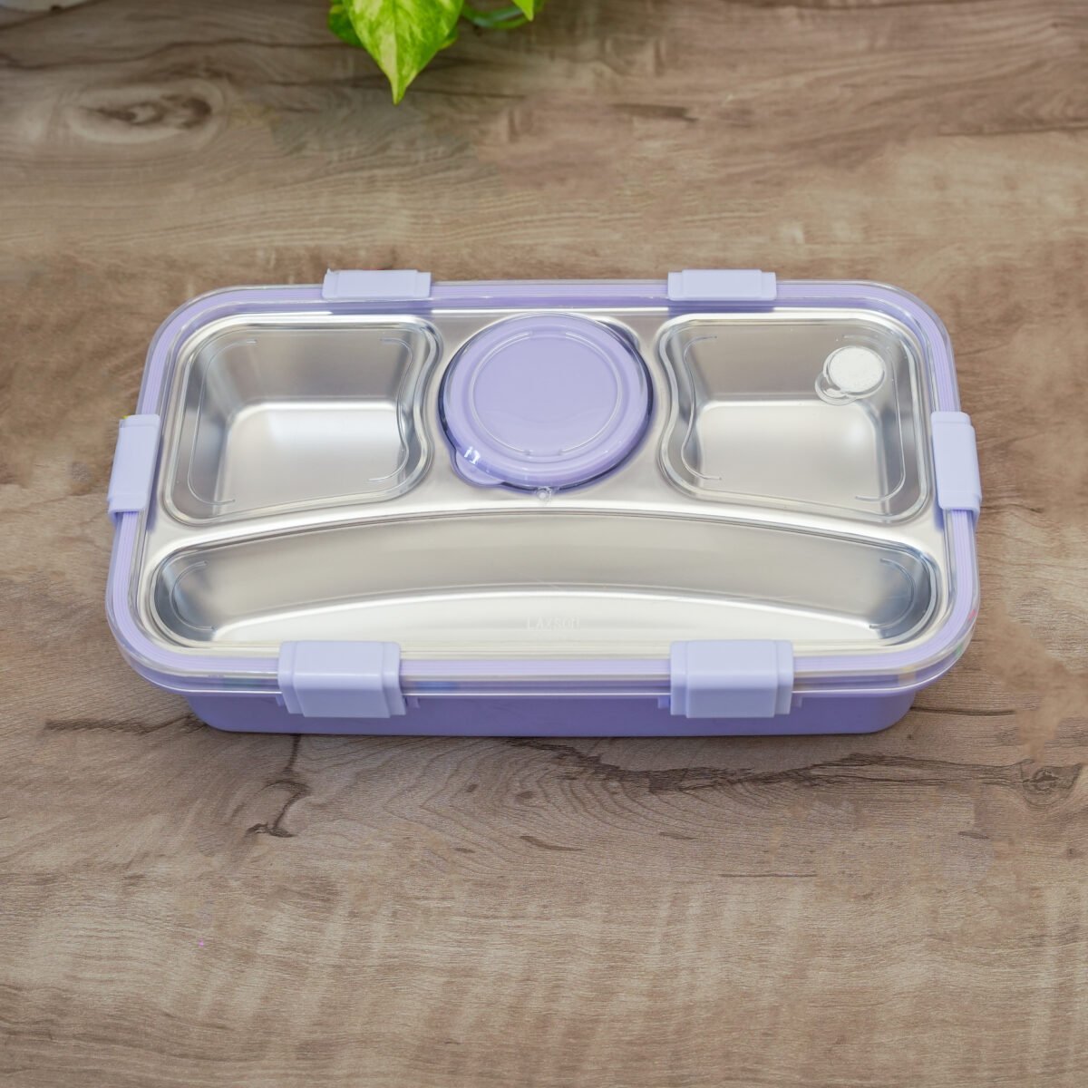 Stainless Steel Bento Lunch Box | 3 Compartment Leak-Proof Lunchbox | Insulated Food Container with Spoon, Fork, Chopsticks & Sauce Bowl | Tiffin for School & Office Use - Image 4