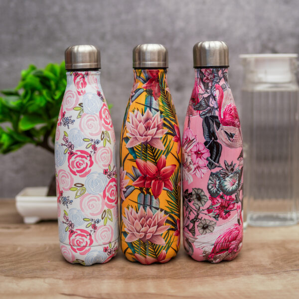Floral Stainless Steel Water Bottle & Double Wall Stainless Steel Vacuum Insulated Water Bottle for Hot and Cold Beverages