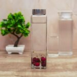 Glass Water Bottle with Stainless Steel Lid and Square Fridge bottles set - Perfect for Home, Travel, Juicing, Water, Smoothie - Reusable Glass Drinking Fridge Bottles - Image 2