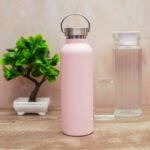 Pink Stainless Steel Water Bottles,20 Ounce Vacuum Insulated Double Wall Travel Bottle with Leak Proof Lid of Handle,Metal Reusable Standard Mouth Flask Thermoses for School,Hikers,Gift