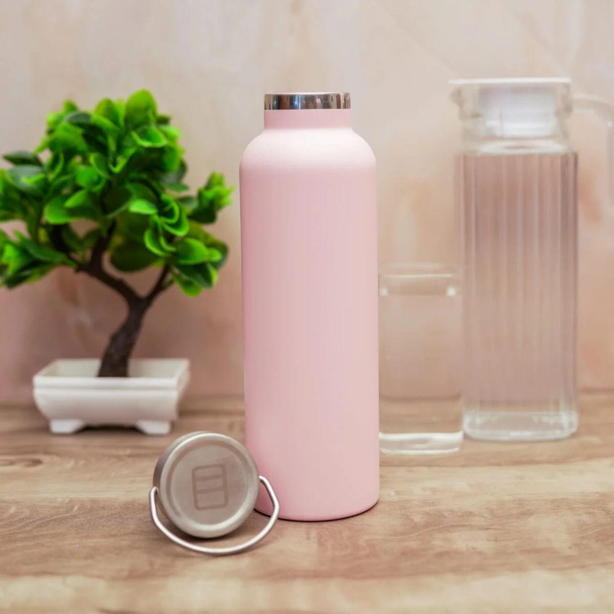 Pink Stainless Steel Water Bottles,20 Ounce Vacuum Insulated Double Wall Travel Bottle with Leak Proof Lid of Handle,Metal Reusable Standard Mouth Flask Thermoses for School,Hikers,Gift - Image 2