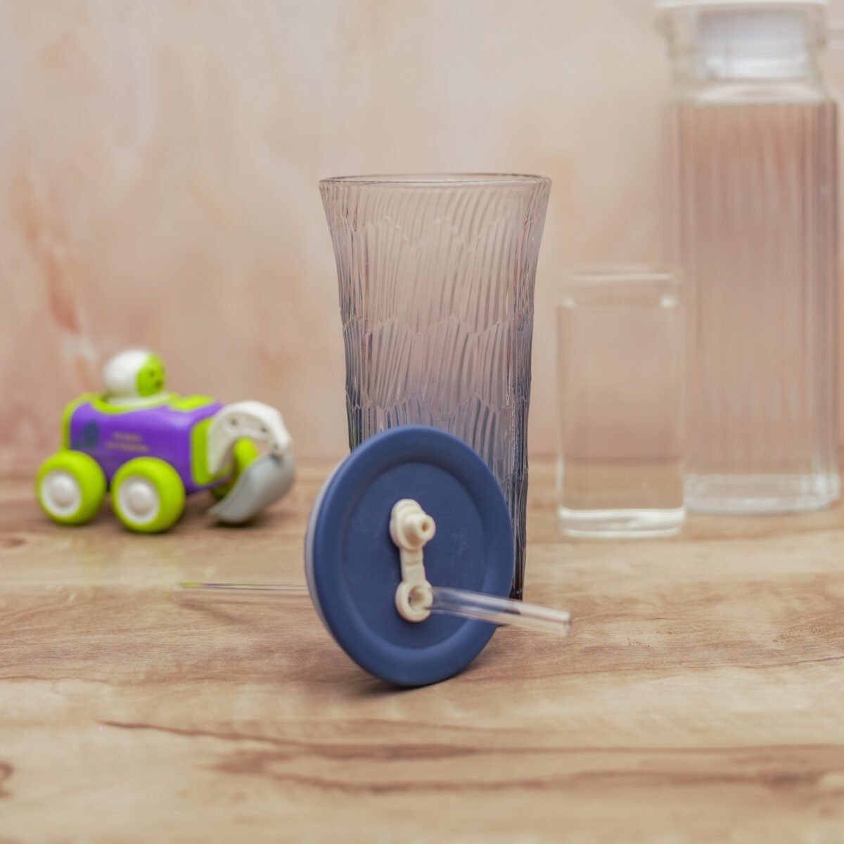 Can with Straw, Transparent Glass Fruit Juice Milk Sipper Tumbler Mug with Lid and Glass Straw - Image 2