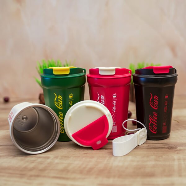 Travel Coffee Mug, Insulated Cup with Lid/Portable Strap/Double-Layer Vacuum/Leak-Proof/Keep 6 Hours hot/100% Dishwasher-Safe
