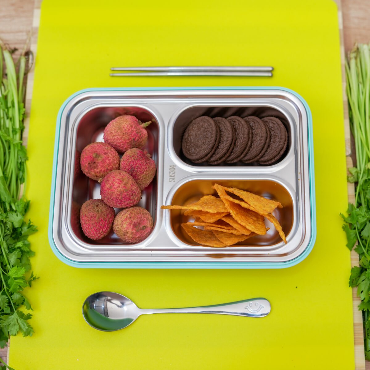 Smile Theme Bento Lunch Box | 3 compartment lunch box - Image 5