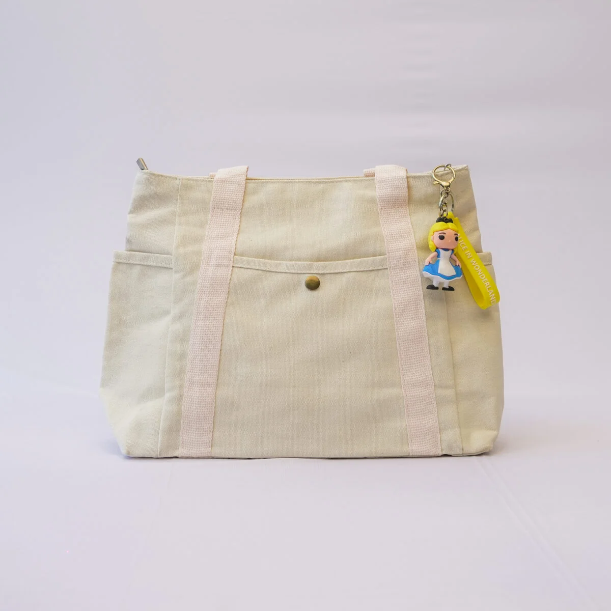 Multi Pockets Canvas Tote Bag Carry Everything Tote Bag with Zipper, Multi Compartments Durable Handbag Mommy Bag - Image 4