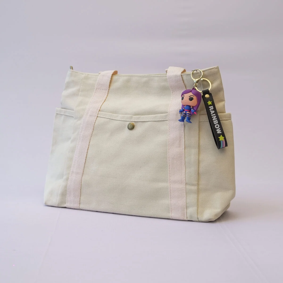 Multi Pockets Canvas Tote Bag Carry Everything Tote Bag with Zipper, Multi Compartments Durable Handbag Mommy Bag - Image 3