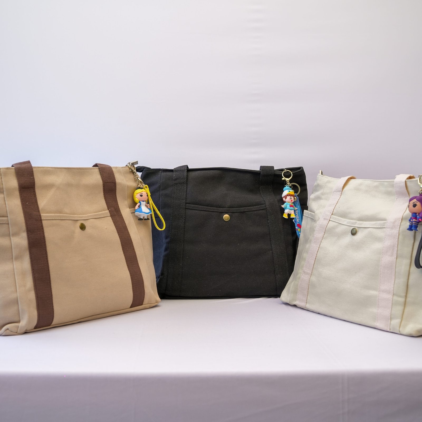 DSC08639 Multi Pockets Canvas Tote Bag Carry Everything Tote Bag with Zipper, Multi Compartments Durable Handbag Mommy Bag - Image 1