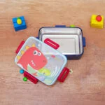 Red Dino Cute Kids Stainless Steel Lunch Box – Leakproof & Durable - Image 2