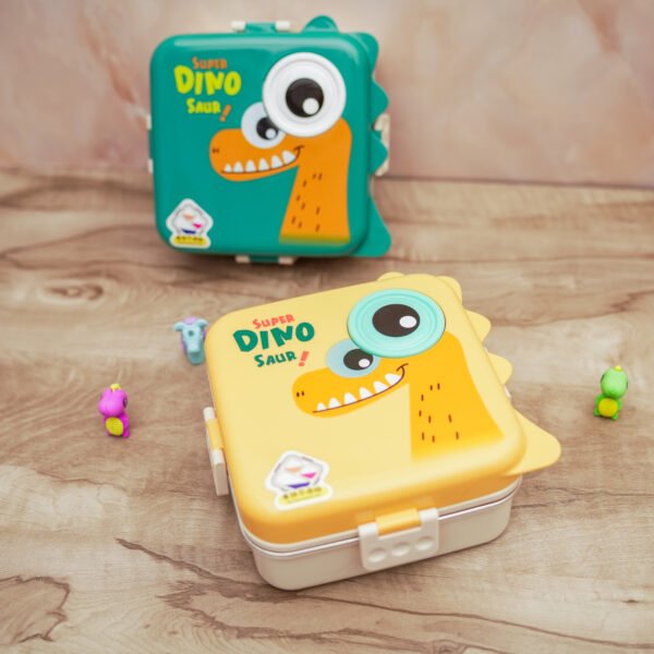 Dino Eye Design Steel Lunch Box with Spoon