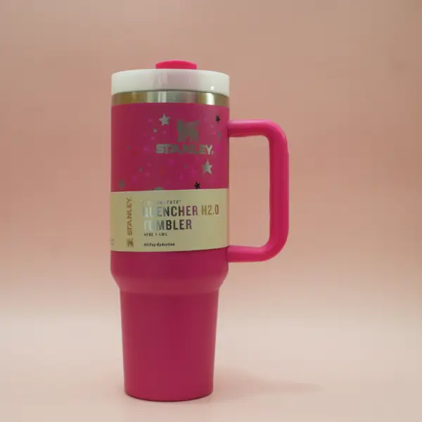 Barbiepink with Stars Stanley tumbler - The Quencher H2.O FlowState™ Tumbler